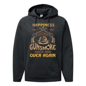 Funny Happiness Is Watching Gunsmoke Over And Over Again Performance Fleece Hoodie