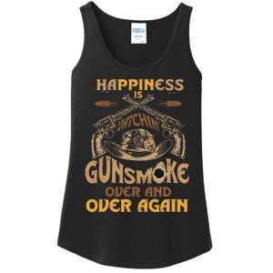 Funny Happiness Is Watching Gunsmoke Over And Over Again Ladies Essential Tank