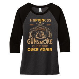 Funny Happiness Is Watching Gunsmoke Over And Over Again Women's Tri-Blend 3/4-Sleeve Raglan Shirt