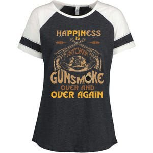 Funny Happiness Is Watching Gunsmoke Over And Over Again Enza Ladies Jersey Colorblock Tee