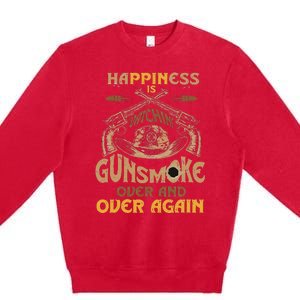 Funny Happiness Is Watching Gunsmoke Over And Over Again Premium Crewneck Sweatshirt