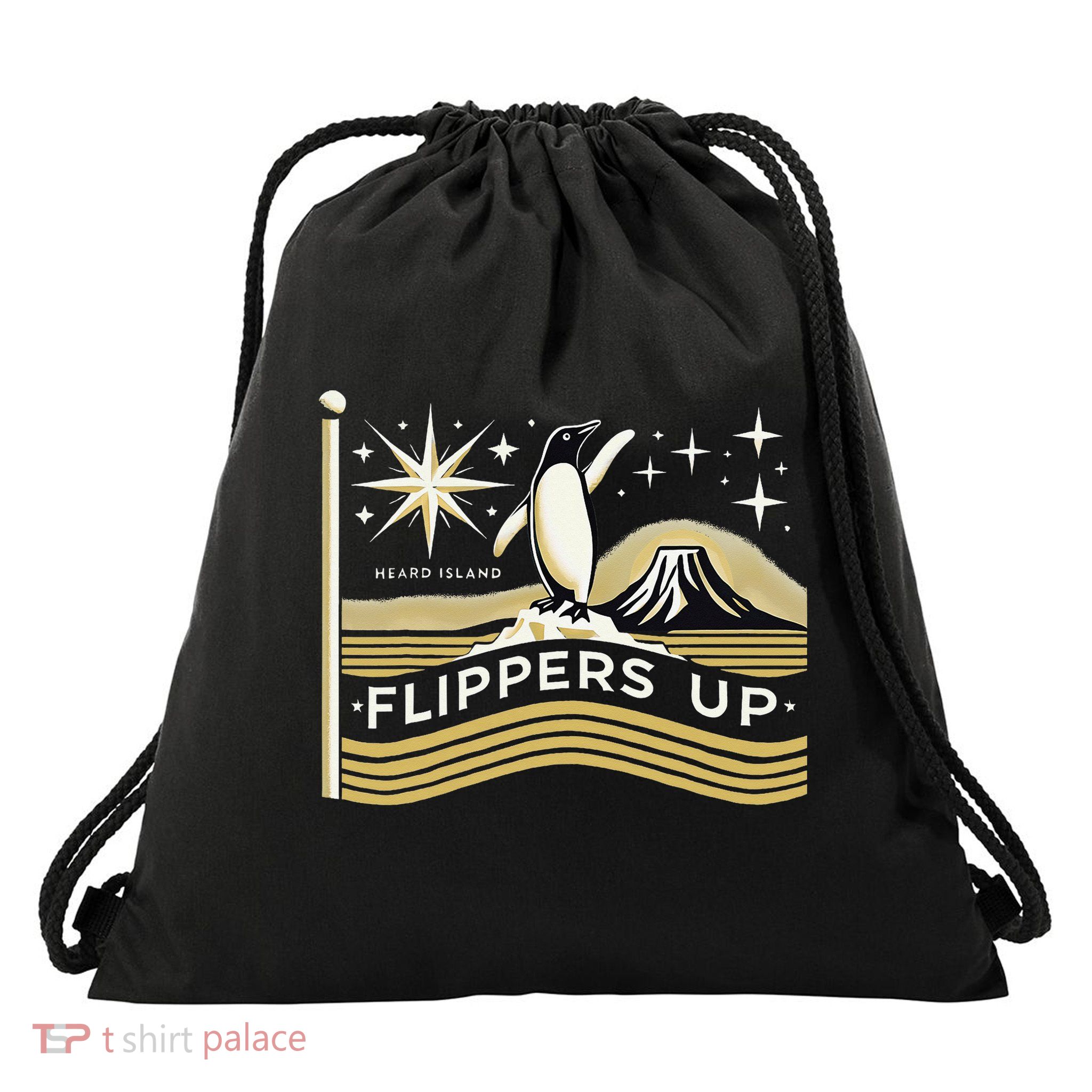 Funny Heard Island Flippers Up Drawstring Bag