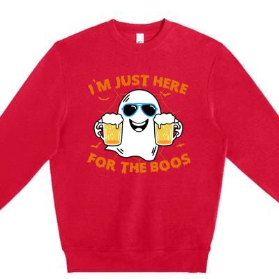 Funny Halloween Im Just Here For The Boos Costume Gift Premium Crewneck Sweatshirt