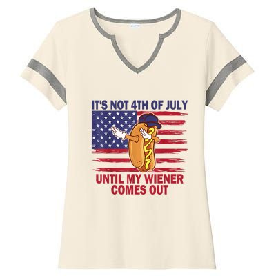 Funny Hotdog Its Not 4th Of July Until My Wiener Comes Out Ladies Halftime Notch Neck Tee