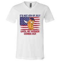 Funny Hotdog Its Not 4th Of July Until My Wiener Comes Out V-Neck T-Shirt