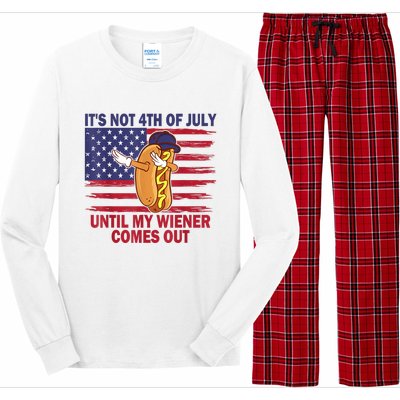 Funny Hotdog Its Not 4th Of July Until My Wiener Comes Out Long Sleeve Pajama Set