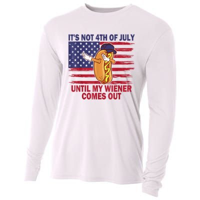 Funny Hotdog Its Not 4th Of July Until My Wiener Comes Out Cooling Performance Long Sleeve Crew