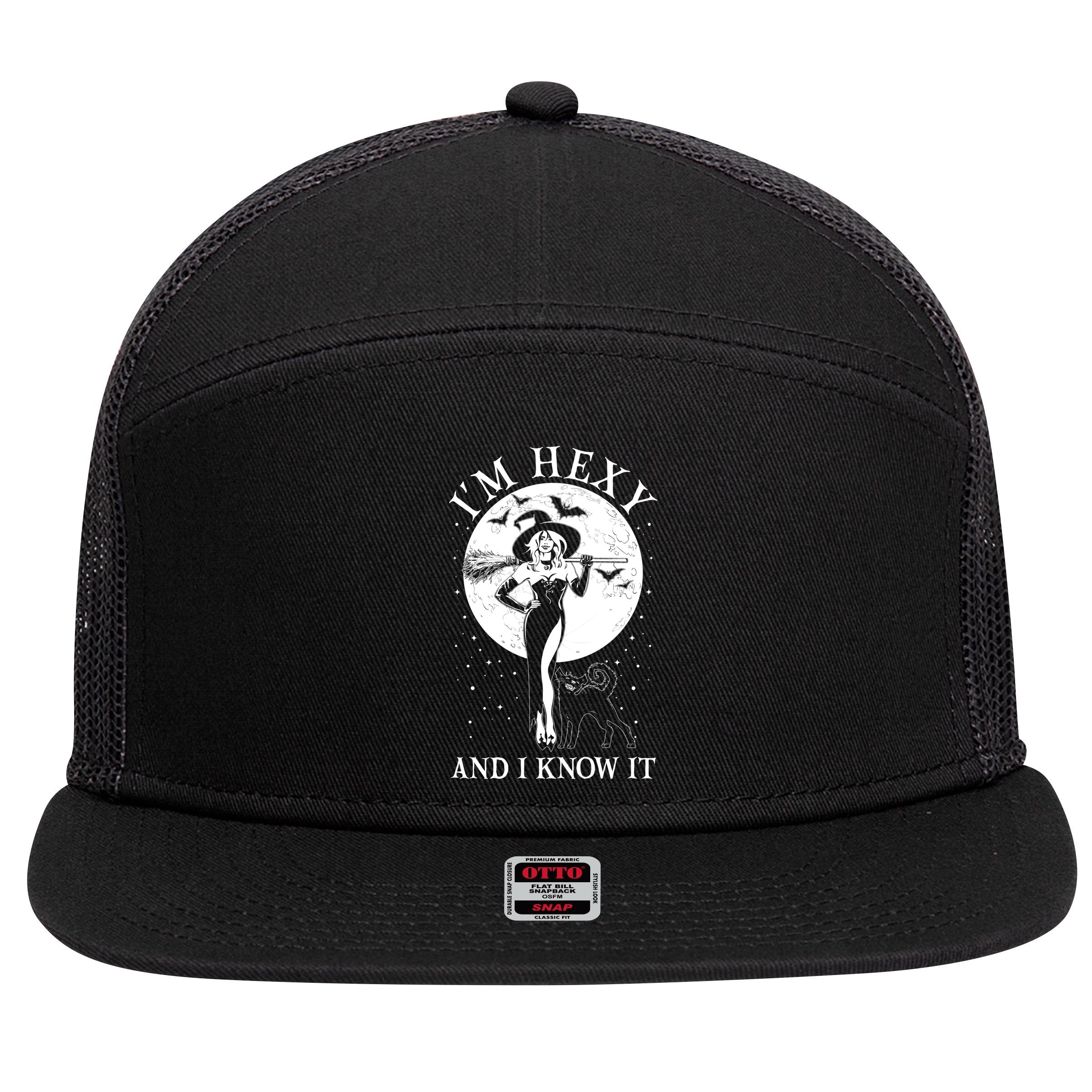 Funny Halloween I'm Hexy And I Know It Sexy Witch 7 Panel Mesh Trucker Snapback Hat