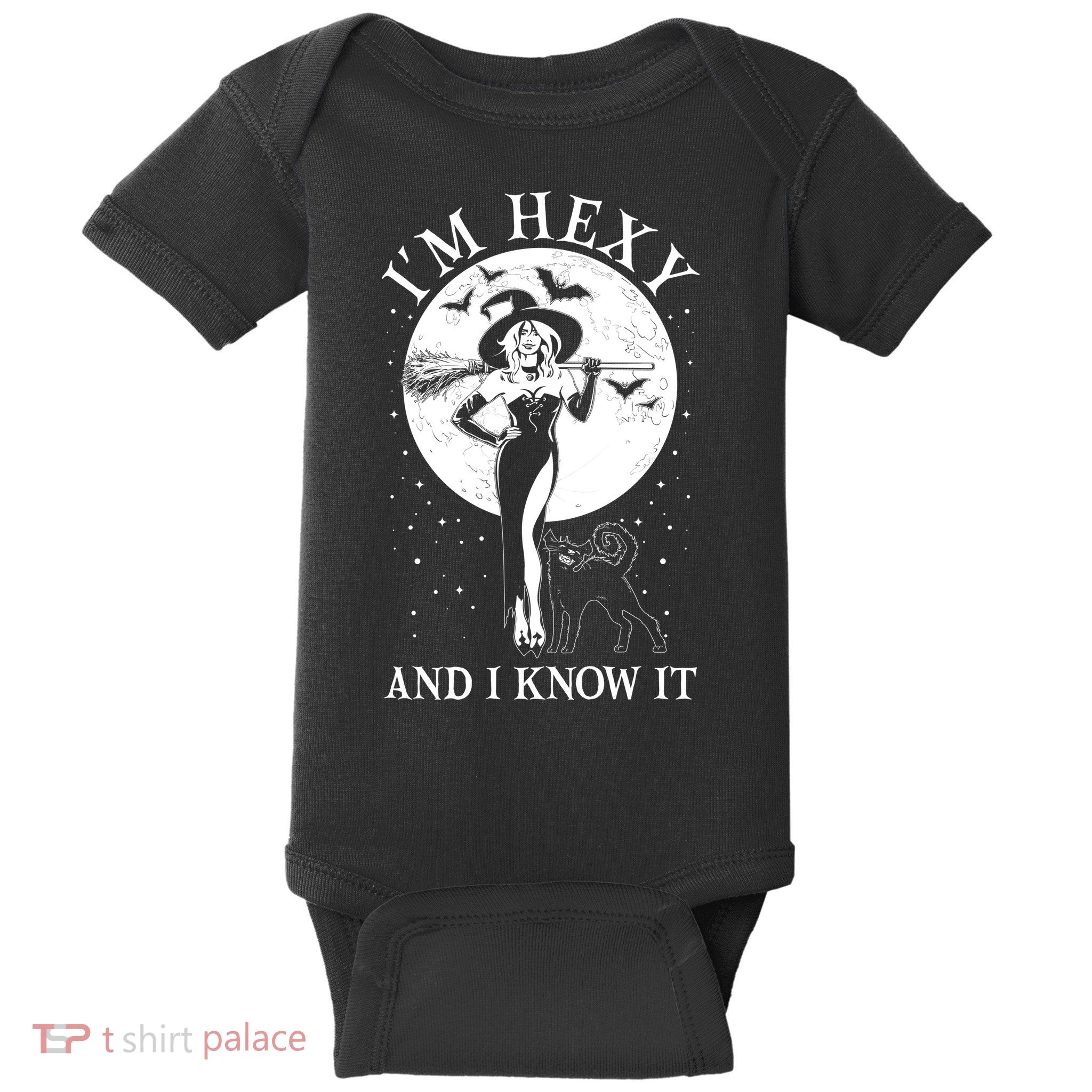Funny Halloween I'm Hexy And I Know It Sexy Witch Baby Bodysuit