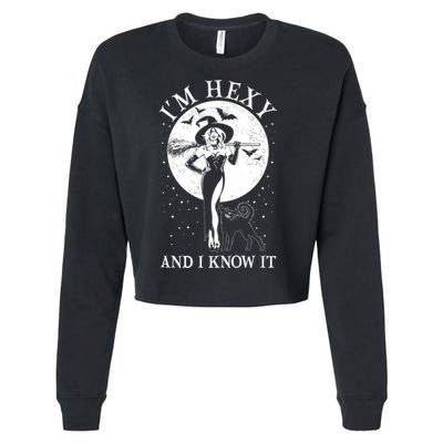 Funny Halloween I'm Hexy And I Know It Sexy Witch Cropped Pullover Crew