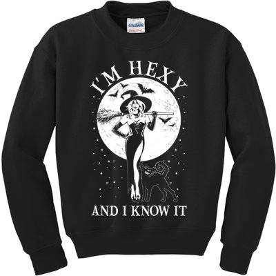Funny Halloween I'm Hexy And I Know It Sexy Witch Kids Sweatshirt