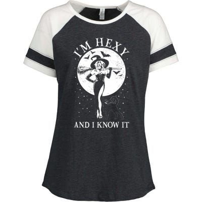 Funny Halloween I'm Hexy And I Know It Sexy Witch Enza Ladies Jersey Colorblock Tee