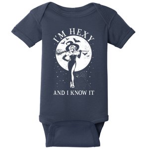 Funny Halloween I'm Hexy And I Know It Sexy Witch Baby Bodysuit