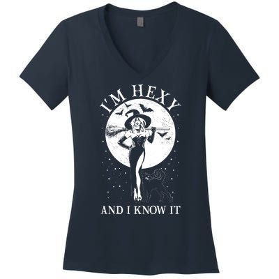 Funny Halloween I'm Hexy And I Know It Sexy Witch Women's V-Neck T-Shirt