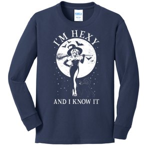 Funny Halloween I'm Hexy And I Know It Sexy Witch Kids Long Sleeve Shirt