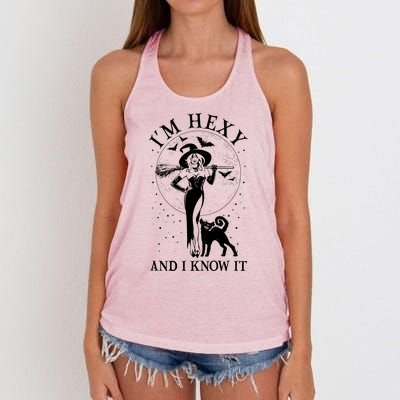 Funny Halloween I'm Hexy And I Know It Sexy Witch Women's Knotted Racerback Tank