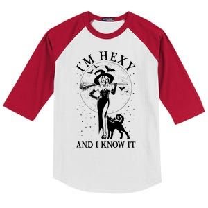 Funny Halloween I'm Hexy And I Know It Sexy Witch Kids Colorblock Raglan Jersey