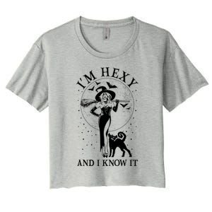 Funny Halloween I'm Hexy And I Know It Sexy Witch Women's Crop Top Tee