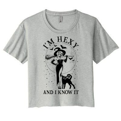 Funny Halloween I'm Hexy And I Know It Sexy Witch Women's Crop Top Tee