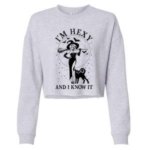 Funny Halloween I'm Hexy And I Know It Sexy Witch Cropped Pullover Crew