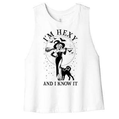 Funny Halloween I'm Hexy And I Know It Sexy Witch Women's Racerback Cropped Tank