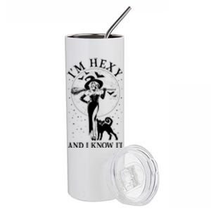 Funny Halloween I'm Hexy And I Know It Sexy Witch Stainless Steel Tumbler