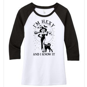 Funny Halloween I'm Hexy And I Know It Sexy Witch Women's Tri-Blend 3/4-Sleeve Raglan Shirt