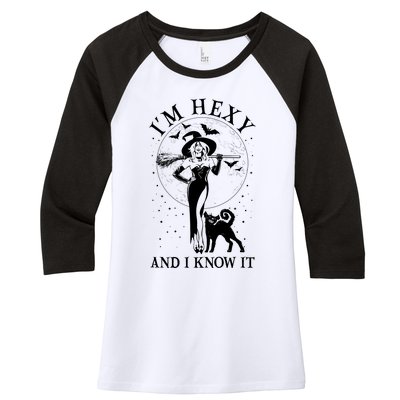 Funny Halloween I'm Hexy And I Know It Sexy Witch Women's Tri-Blend 3/4-Sleeve Raglan Shirt