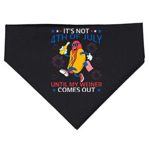 Funny Hotdog ItS Not 4th Of July Until My Wiener Comes Out USA-Made Doggie Bandana