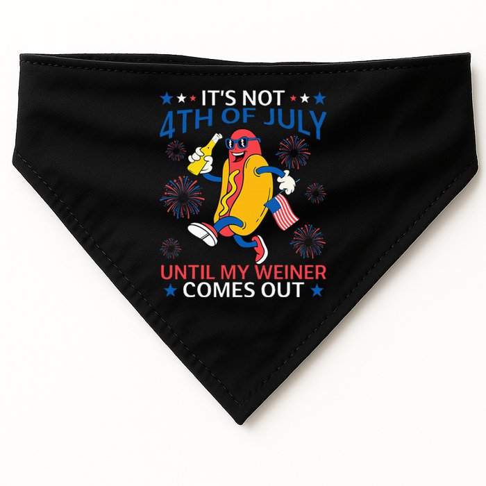 Funny Hotdog ItS Not 4th Of July Until My Wiener Comes Out USA-Made Doggie Bandana