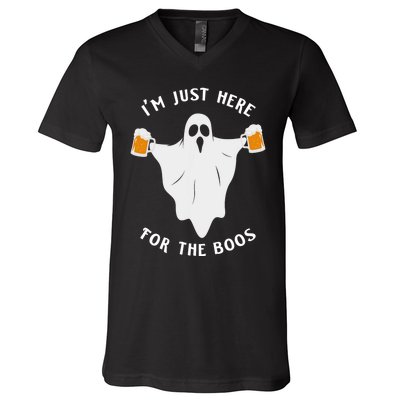 Funny Halloween IM Just Here For The Boos Costume Gift V-Neck T-Shirt