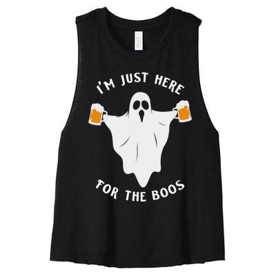 Funny Halloween IM Just Here For The Boos Costume Gift Women's Racerback Cropped Tank