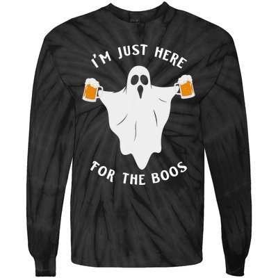 Funny Halloween IM Just Here For The Boos Costume Gift Tie-Dye Long Sleeve Shirt