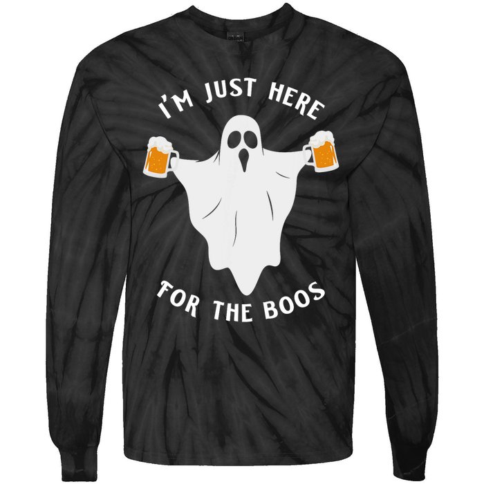 Funny Halloween IM Just Here For The Boos Costume Gift Tie-Dye Long Sleeve Shirt