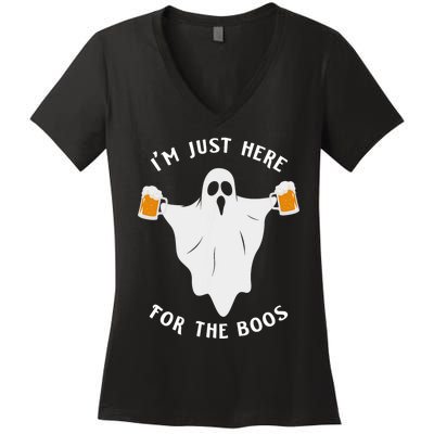 Funny Halloween IM Just Here For The Boos Costume Gift Women's V-Neck T-Shirt