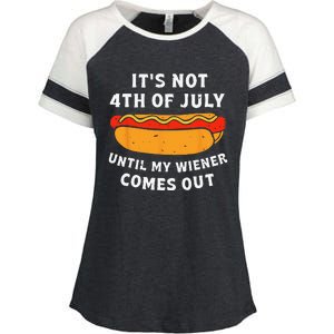 Funny Hotdog It's Not 4th of July Until My Wiener Comes Out Enza Ladies Jersey Colorblock Tee