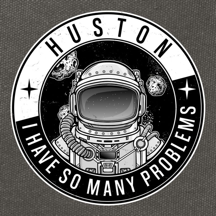 Funny Huston I Have So Many Problems Astronaut Emblem Cotton Canvas Backpack