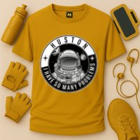 Funny Huston I Have So Many Problems Astronaut Emblem Cooling Performance Crew T-Shirt