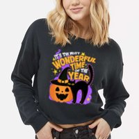 Funny Halloween It's The Most Wonderful Time Of The Year Cropped Pullover Crew