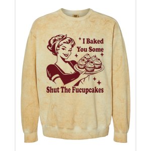 Funny Housewife I Baked You Some Shut The Fucupcakes Colorblast Crewneck Sweatshirt