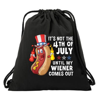 Funny Hotdog Its Not 4th Of July Until My Wiener Comes Out Drawstring Bag