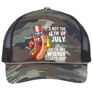 Funny Hotdog Its Not 4th Of July Until My Wiener Comes Out Retro Rope Trucker Hat Cap