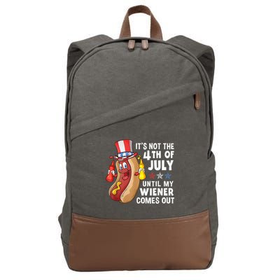 Funny Hotdog Its Not 4th Of July Until My Wiener Comes Out Cotton Canvas Backpack