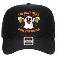 Funny Halloween IM Just Here For The Boos Costume Gift High Crown Mesh Back Trucker Hat