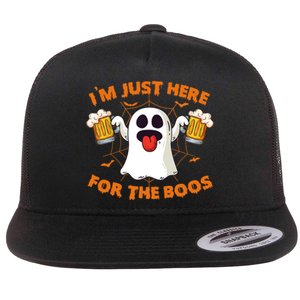 Funny Halloween IM Just Here For The Boos Costume Gift Flat Bill Trucker Hat