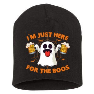 Funny Halloween IM Just Here For The Boos Costume Gift Short Acrylic Beanie