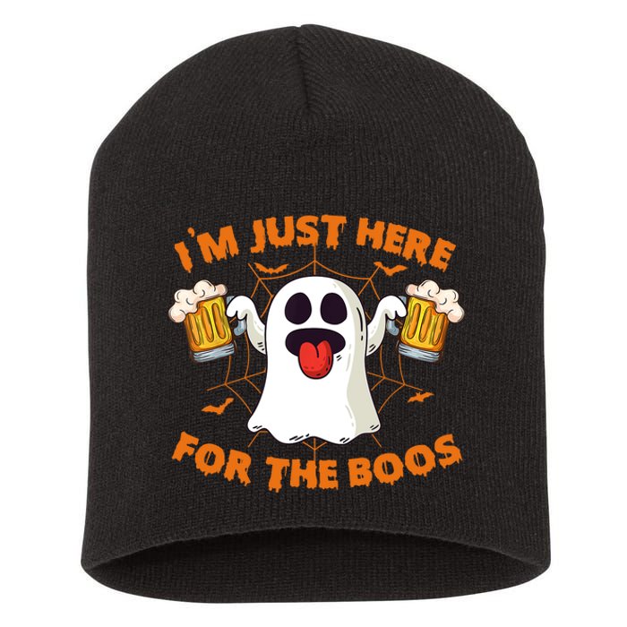 Funny Halloween IM Just Here For The Boos Costume Gift Short Acrylic Beanie