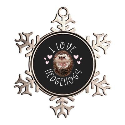 Funny Hedgehog I Love Hedgehogs Porcupine Metallic Star Ornament