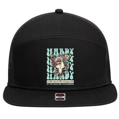 Funny Hardy I Woke Up On The Wrong Side Of The Truck Bed 7 Panel Mesh Trucker Snapback Hat