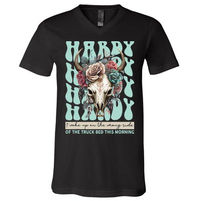 Funny Hardy I Woke Up On The Wrong Side Of The Truck Bed V-Neck T-Shirt